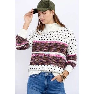 Anthropologie Raga Sona Mock Neck Tunic Sweater Small Acrylic Blend Long Sleeve